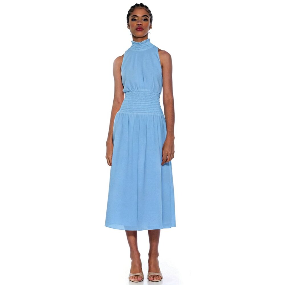ALEXIA ADMOR Womens Landry Dress Sleeveless A-line Midi Dress in Sky Blue Size 8